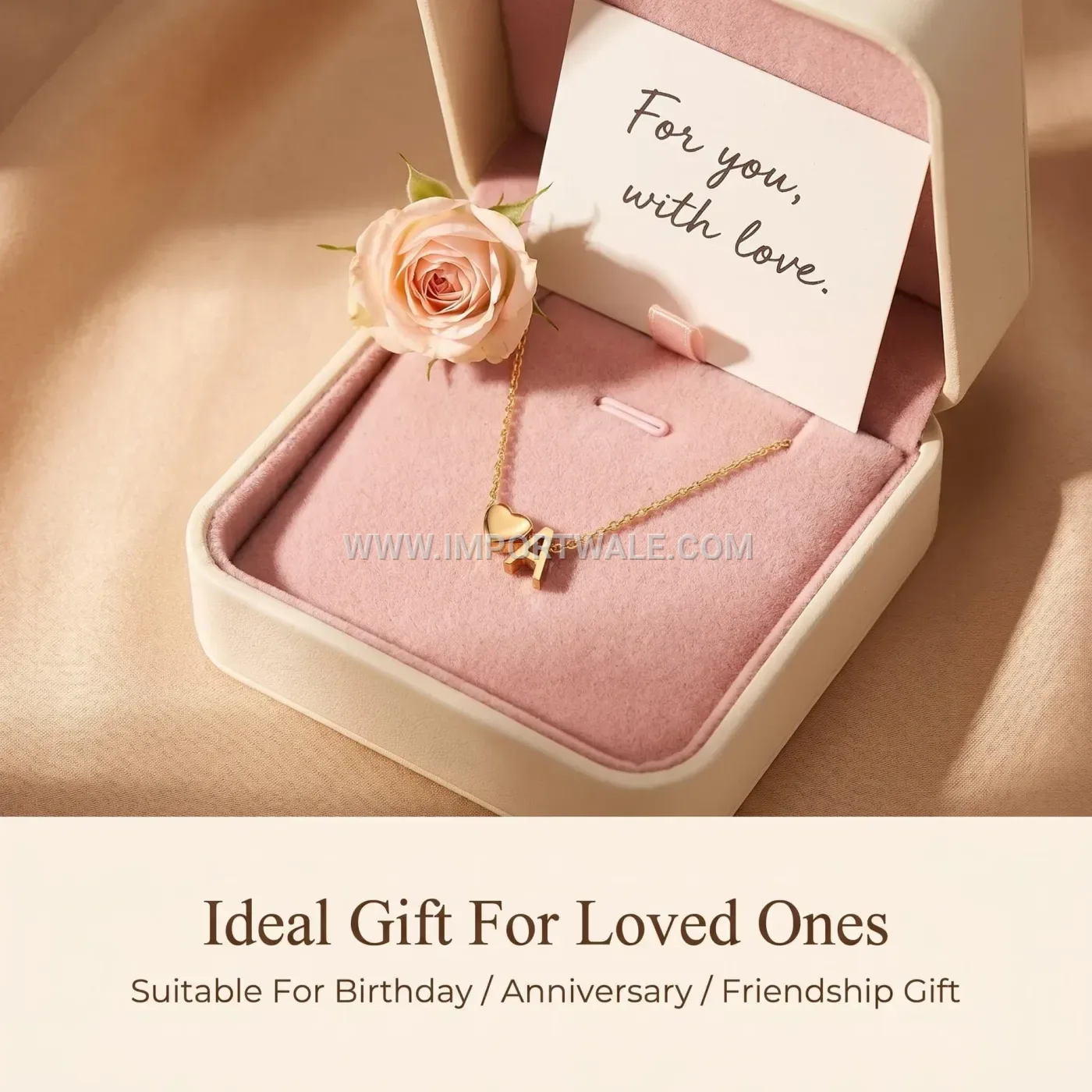 Gold Plated Stainless Steel Heart Initial Pendant Necklace
