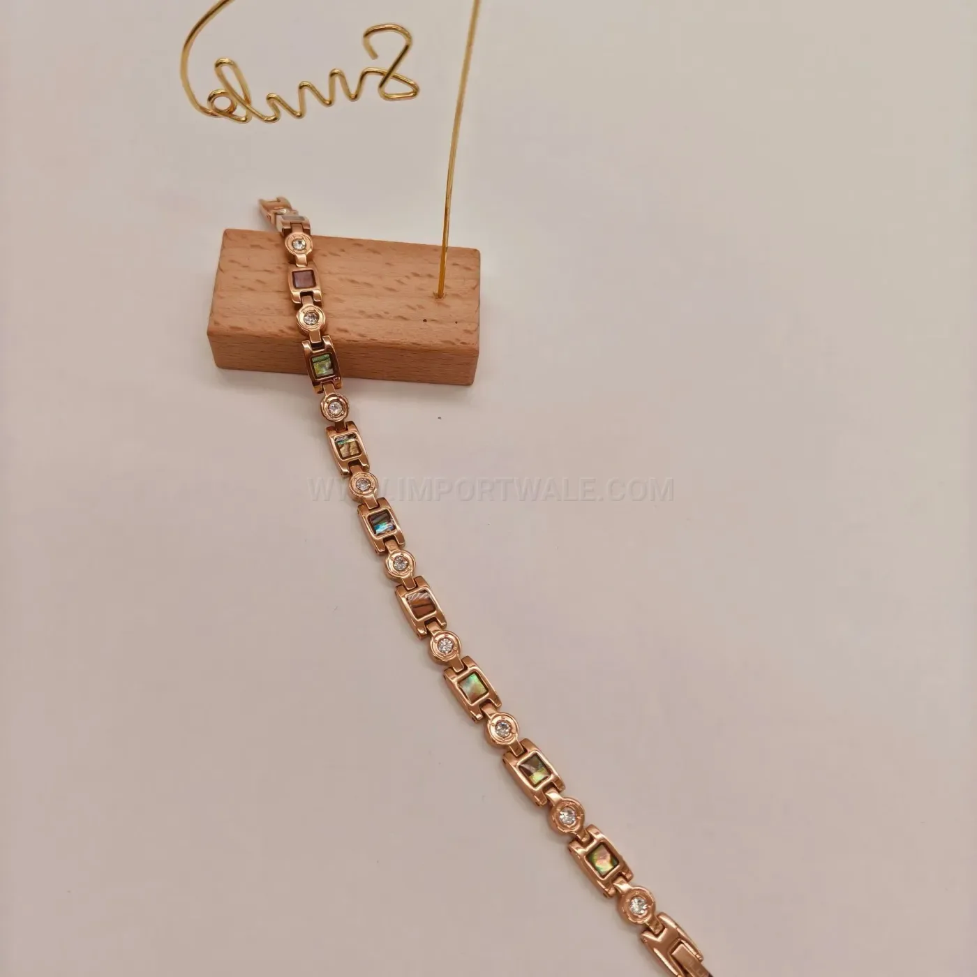 Rose Gold Titanium Steel Germanium Bio Bracelet with Shell Accent