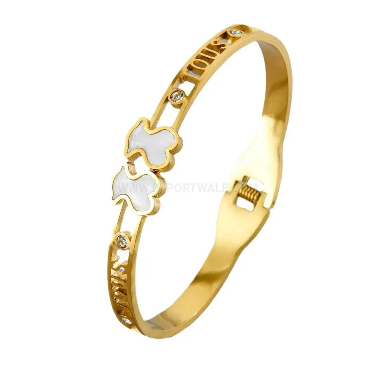 Cute Bear Clasp Titanium Steel Bangle Bracelet