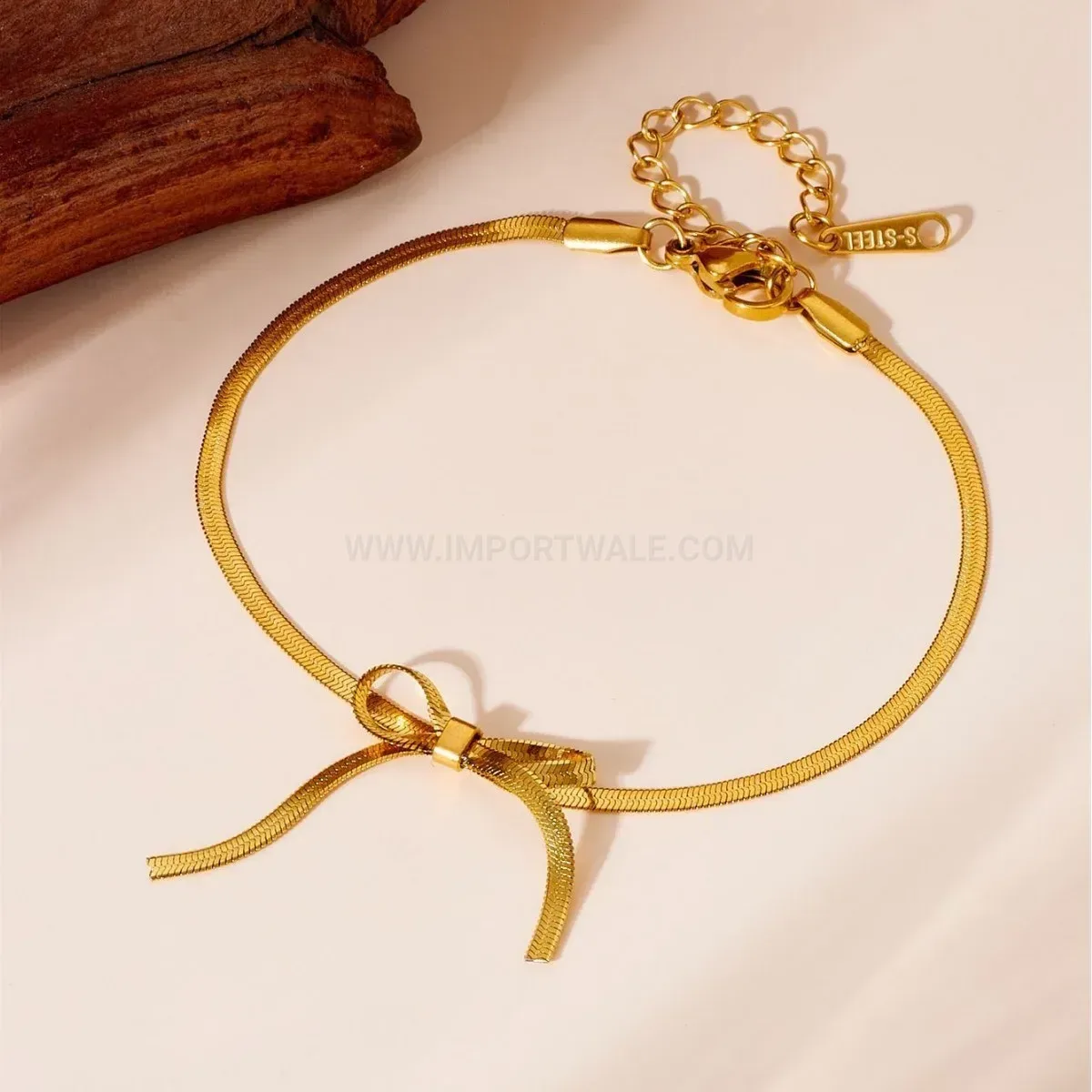 Modern Stainless Steel Bowknot Blade Chain Pendant Necklace