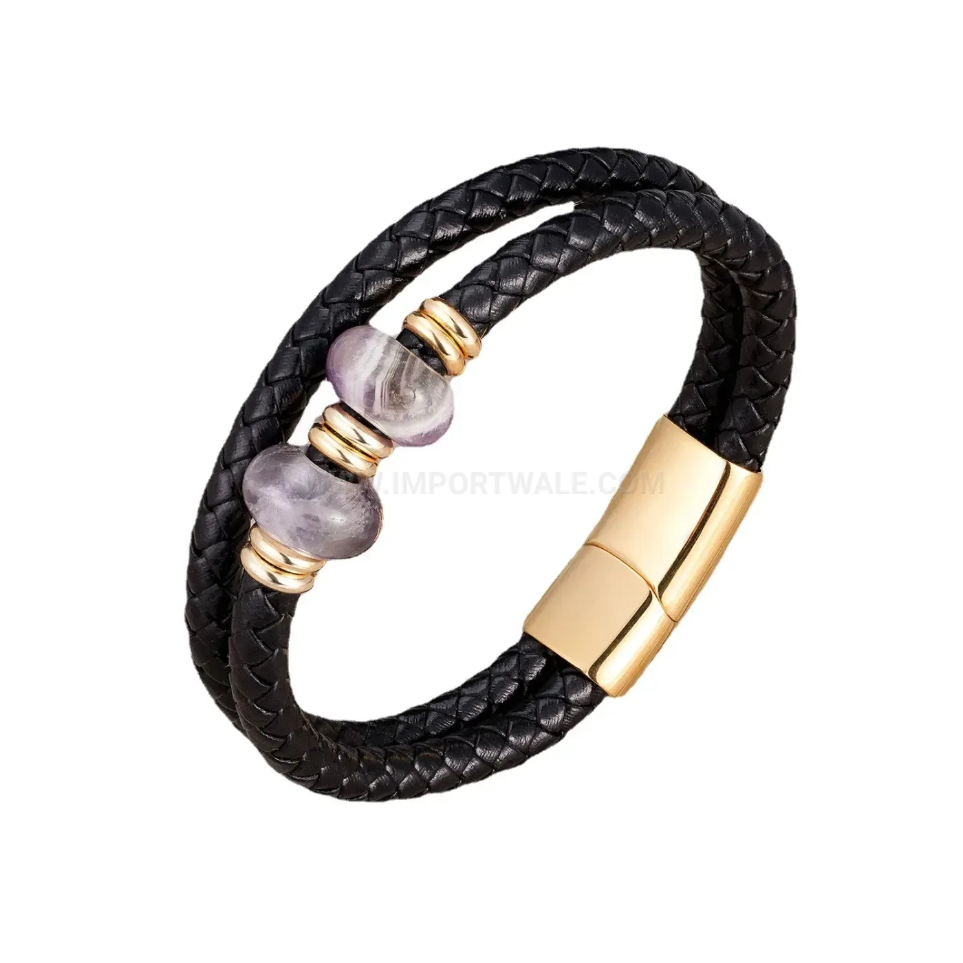 Vintage Style Braided Leather Stone Bracelet for Men and Women
