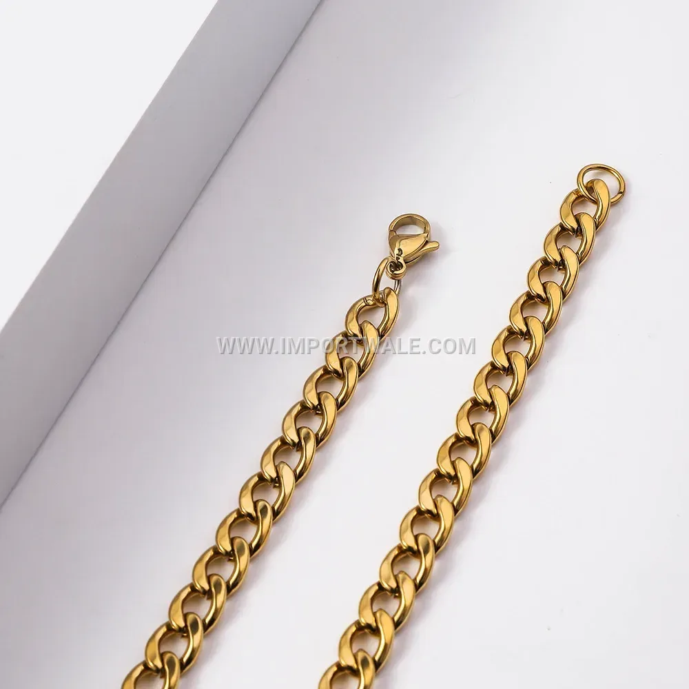 Gold Plated Stainless Steel Cuban Link Chain Necklace