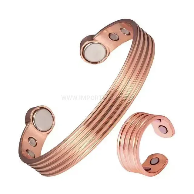 Minimalist Magnetic Pure Copper Open Cuff Bangle