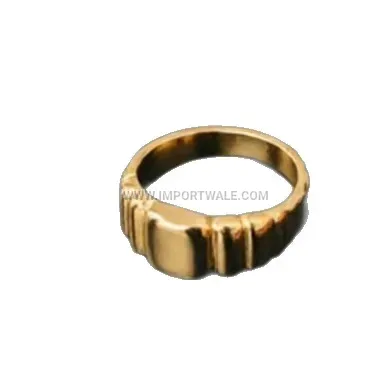 18K Gold Plated Stainless Steel Croissant Textured Ring