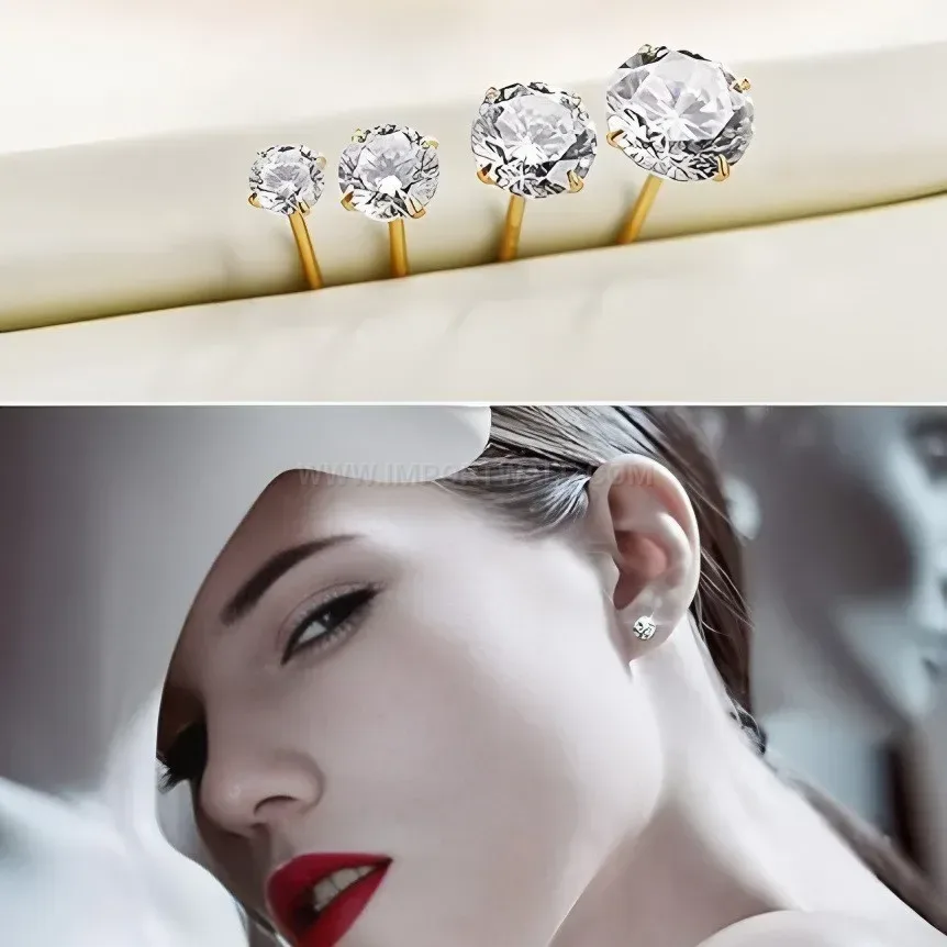 Chic Cubic Zirconia Flower Stainless Steel Cartilage Earring Set