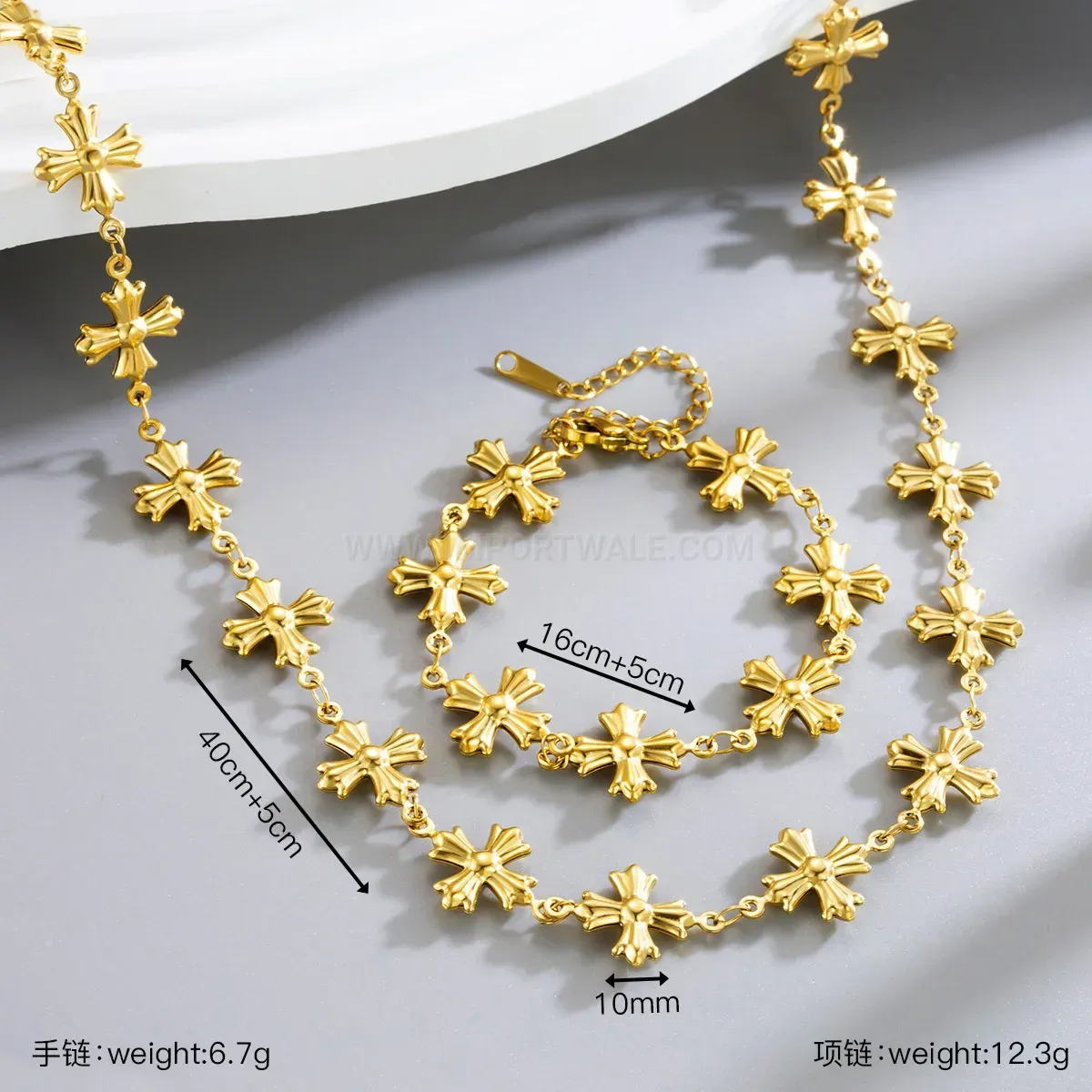 Fashion Byzantine Style Carved Cross Pendant Stainless Steel Necklace
