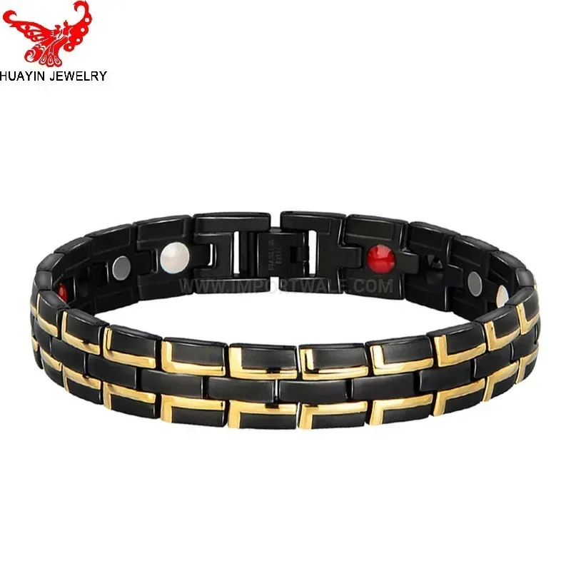 Trendy Minimalist Two Tone Pure Titanium Bio Magnetic Bracelet