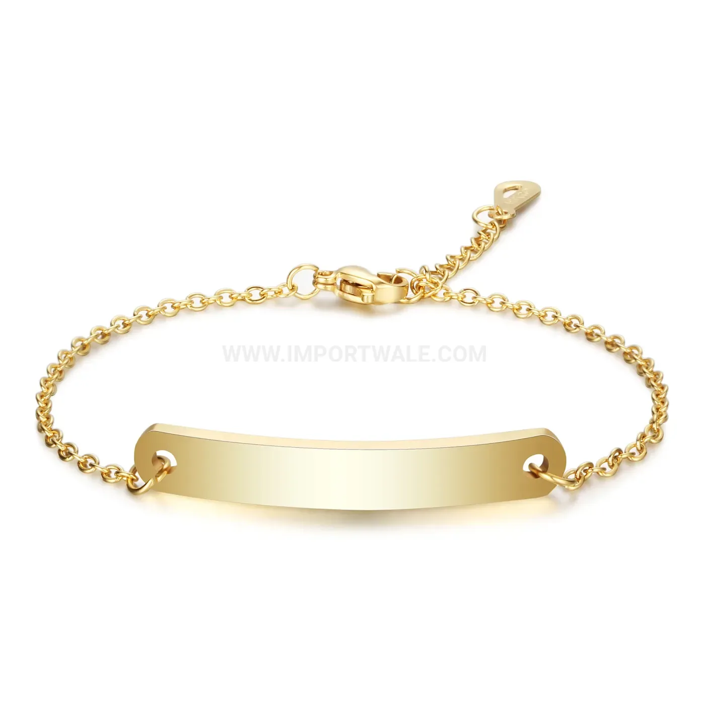 Fashion Minimalist Curved Plate Stainless Steel ID Bar Bracelet