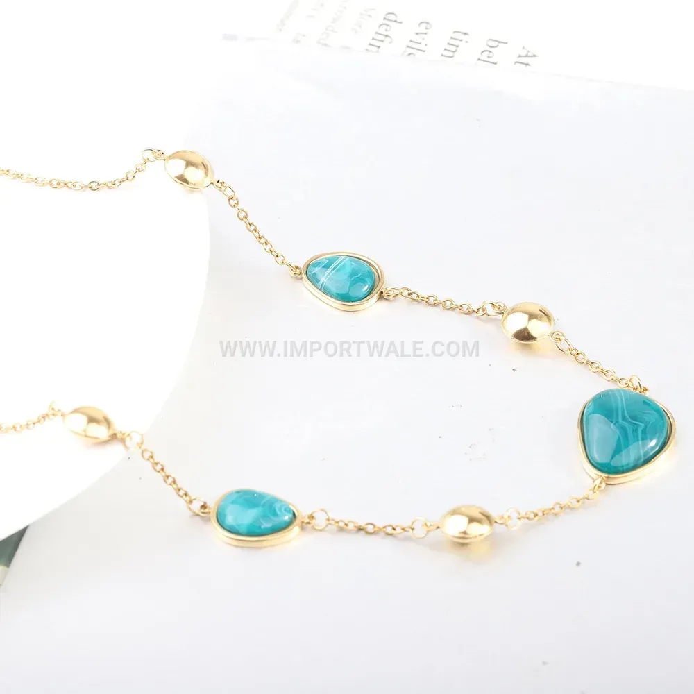Dopamine Teardrop Resin Splicing Stainless Steel Choker Necklace
