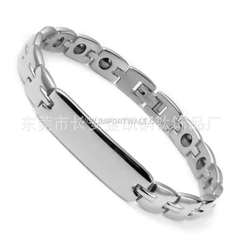 Adjustable Curved Stainless Steel Magnetic Men's Bracelet