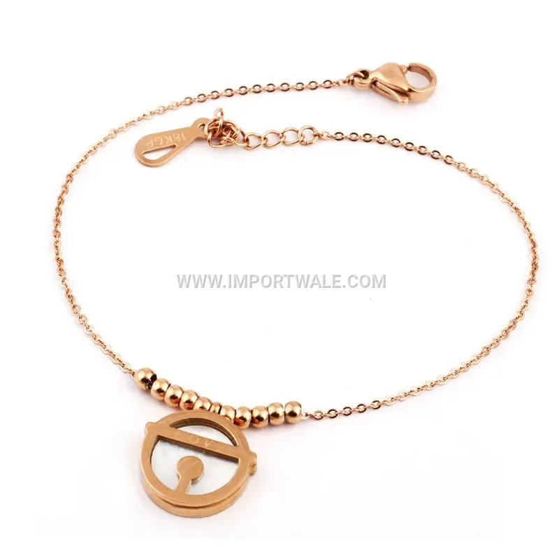 Heart Shell Stainless Steel Rose Gold Plated Bangle