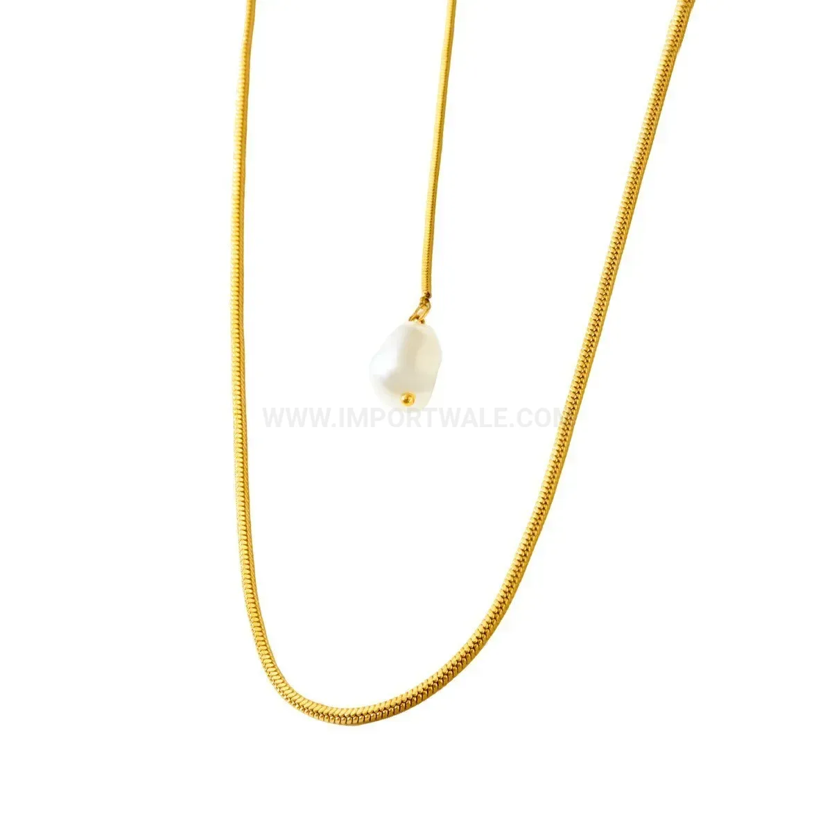 Designer Double Layer Freshwater Pearl Stainless Steel Pendant Necklace