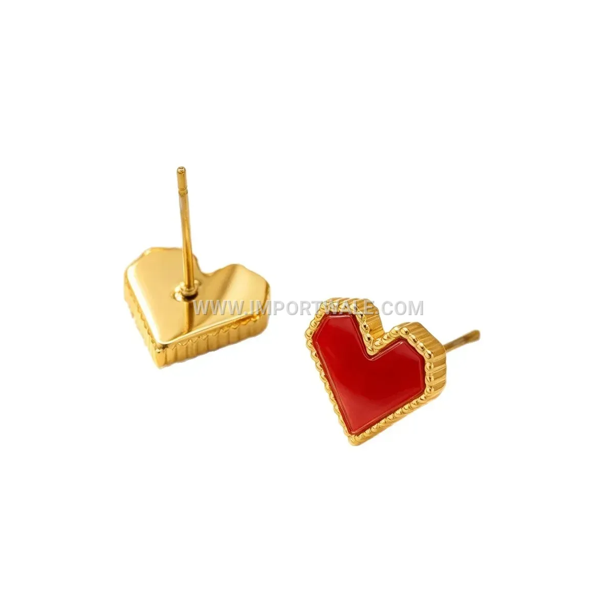 Minimalist Zircon Heart Shell Stainless Steel Stud Earrings