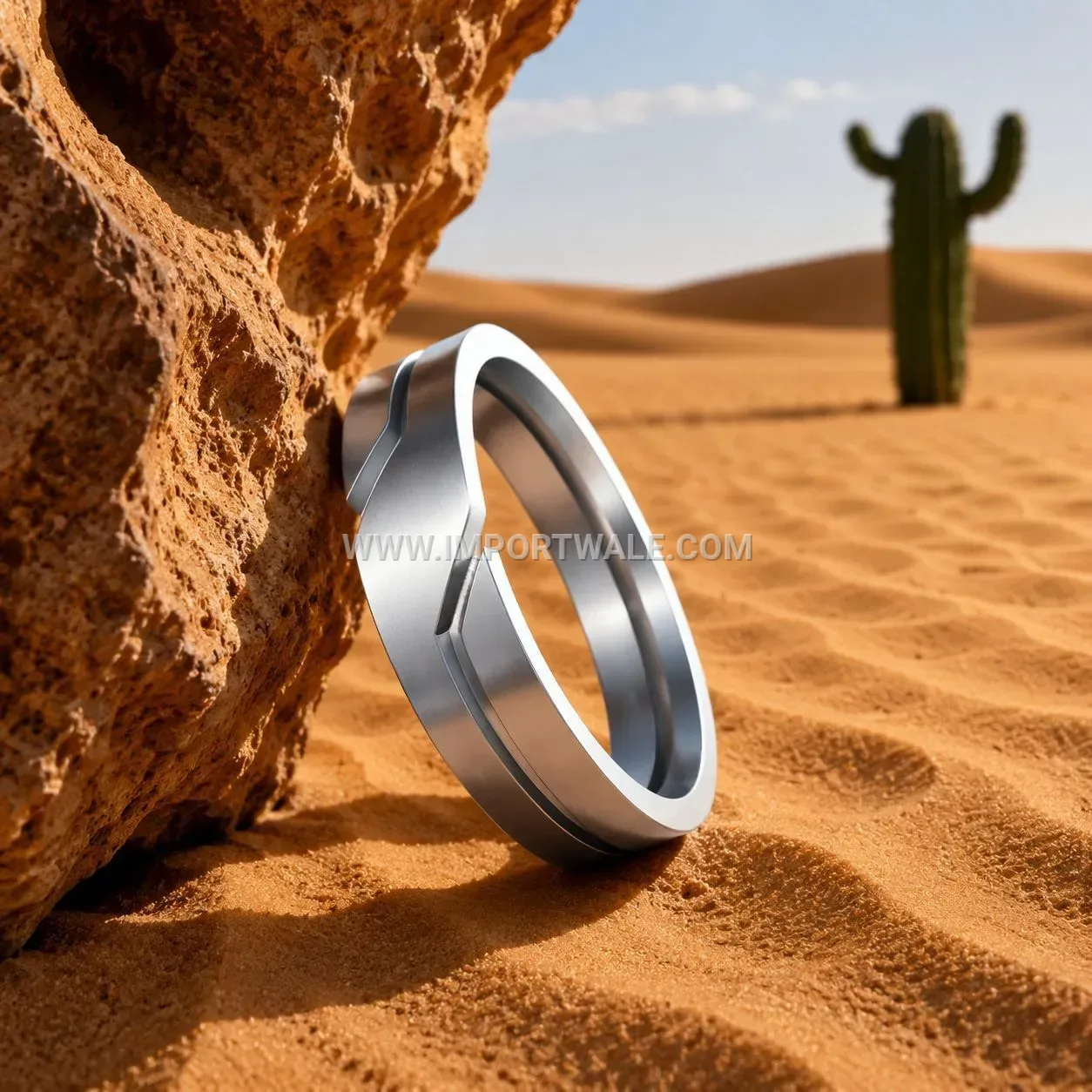 Cutout Line Stainless Steel Couple Band Ring
