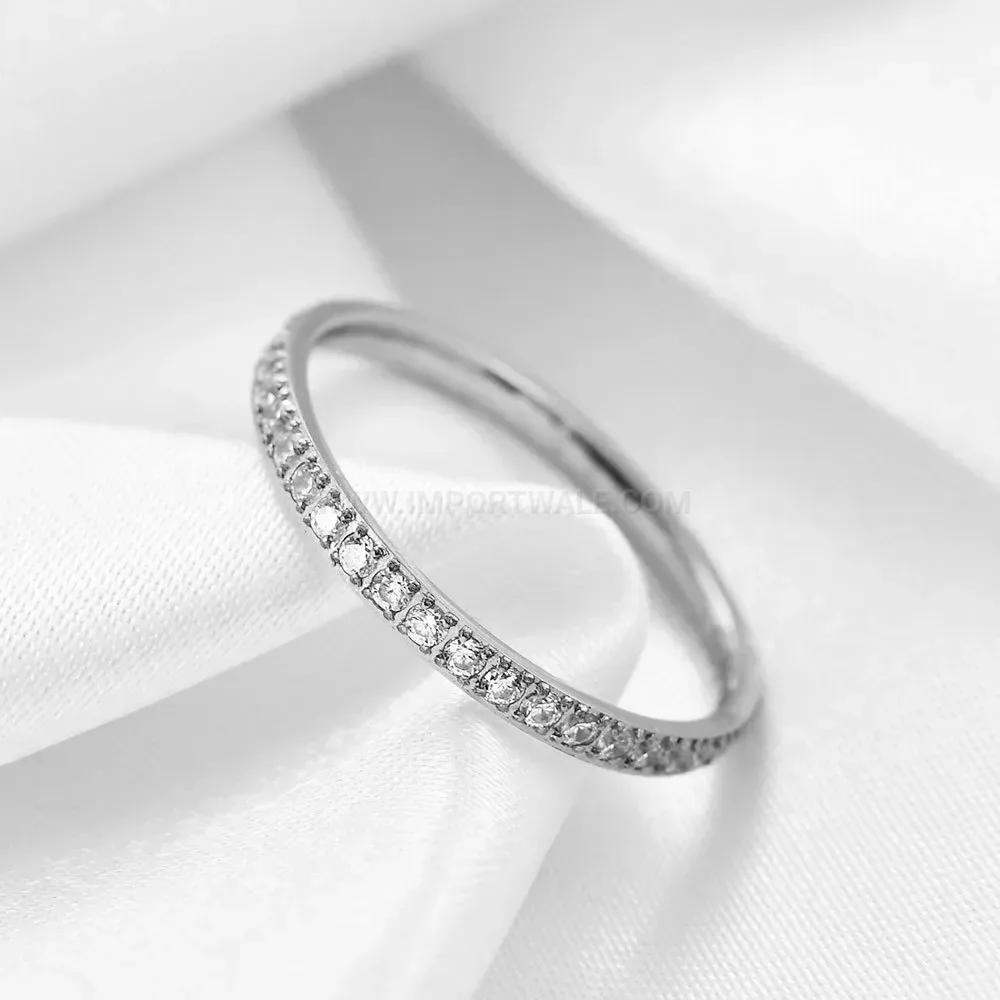 Bold Delicate 2mm Single-Row Zirconia Stainless Steel Band