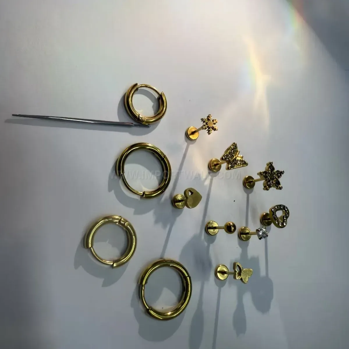 Chic Sparkling Zircon Stainless Steel Ear Stud and Piercing Combination Set