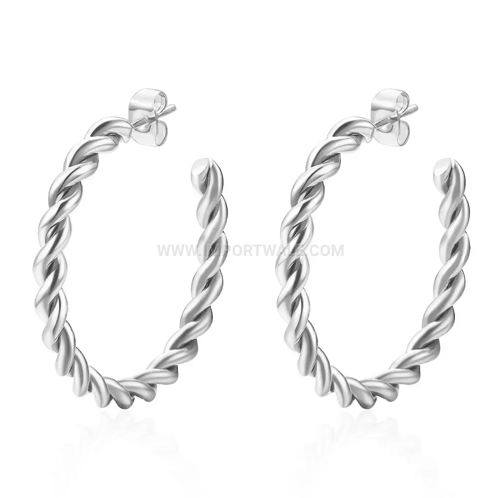 Chic Twisted Stainless Steel Hoop Earrings