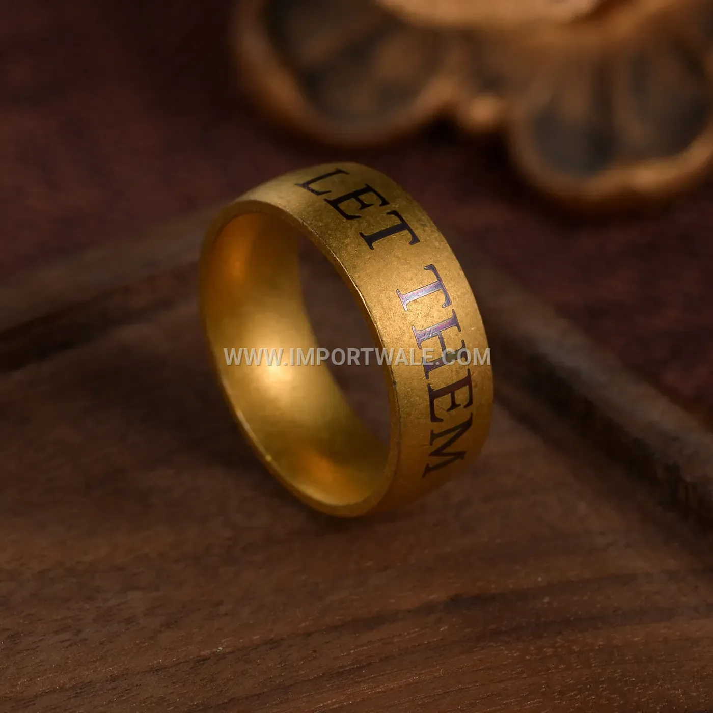 Vintage Antique Letter Engraved Stainless Steel Band Ring