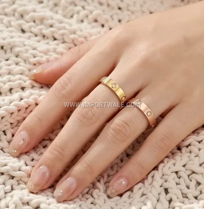 Gold Plated Stainless Steel Cubic Zirconia Engagement Ring