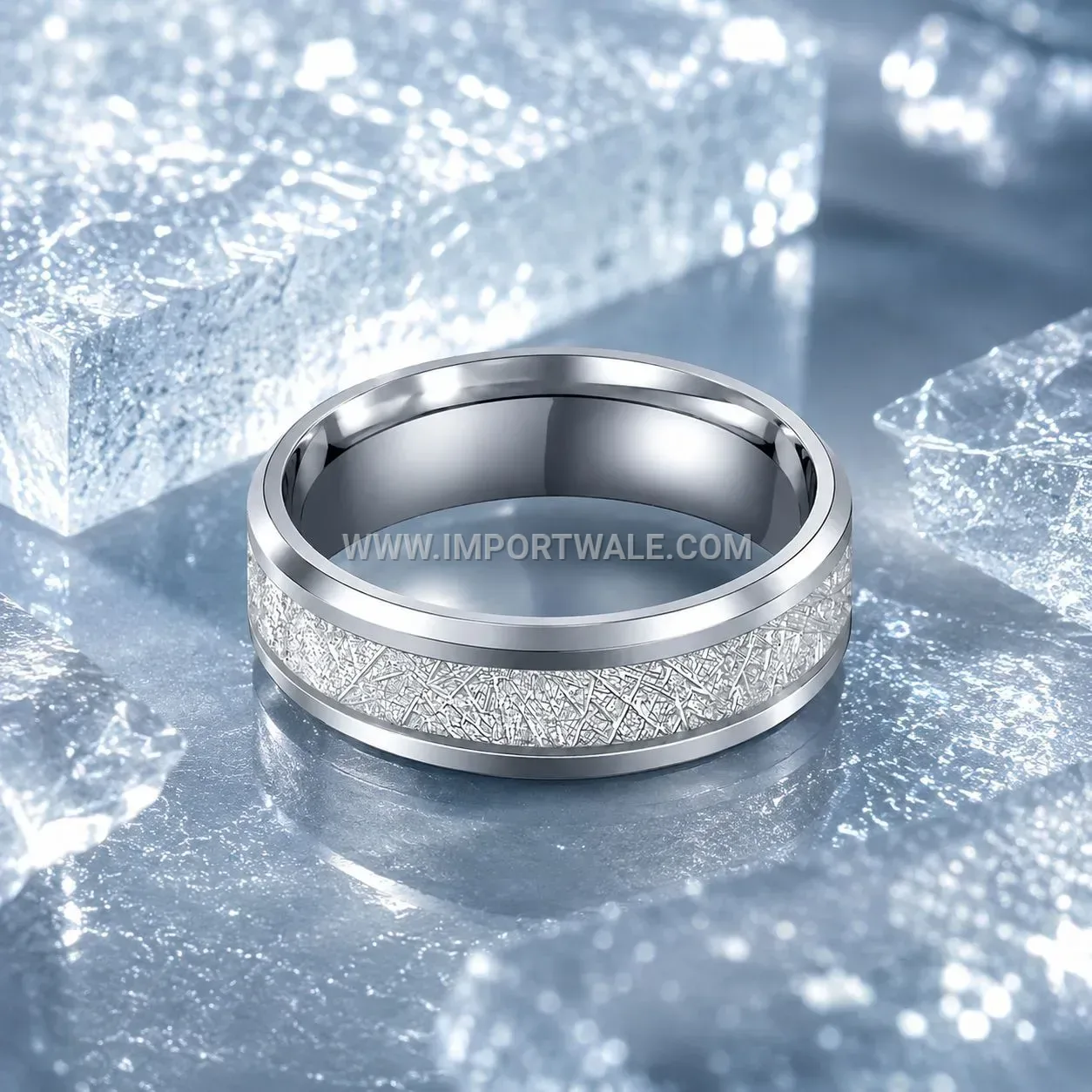 Polished Stainless Steel Geometric Frost Foil Ring