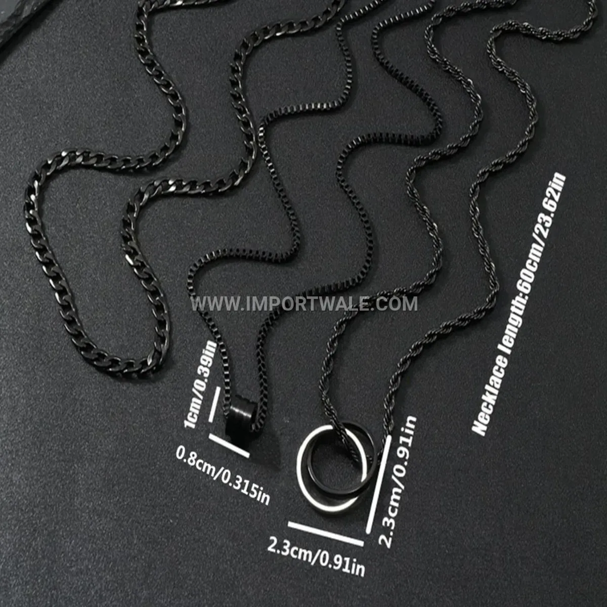 Stainless Steel Cylinder Pendant Three-Piece Necklace Set