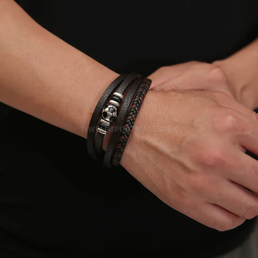 Elegant Multi Layer Braided Leather Band with Magnetic Fastener