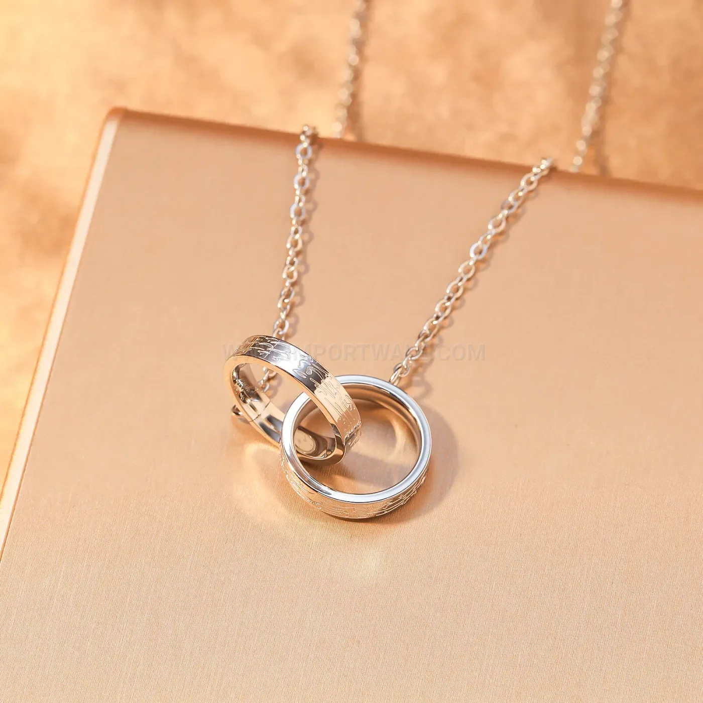 Stainless Steel Ayatul Kursi Calligraphy Pendant Necklace With Zircon Accent