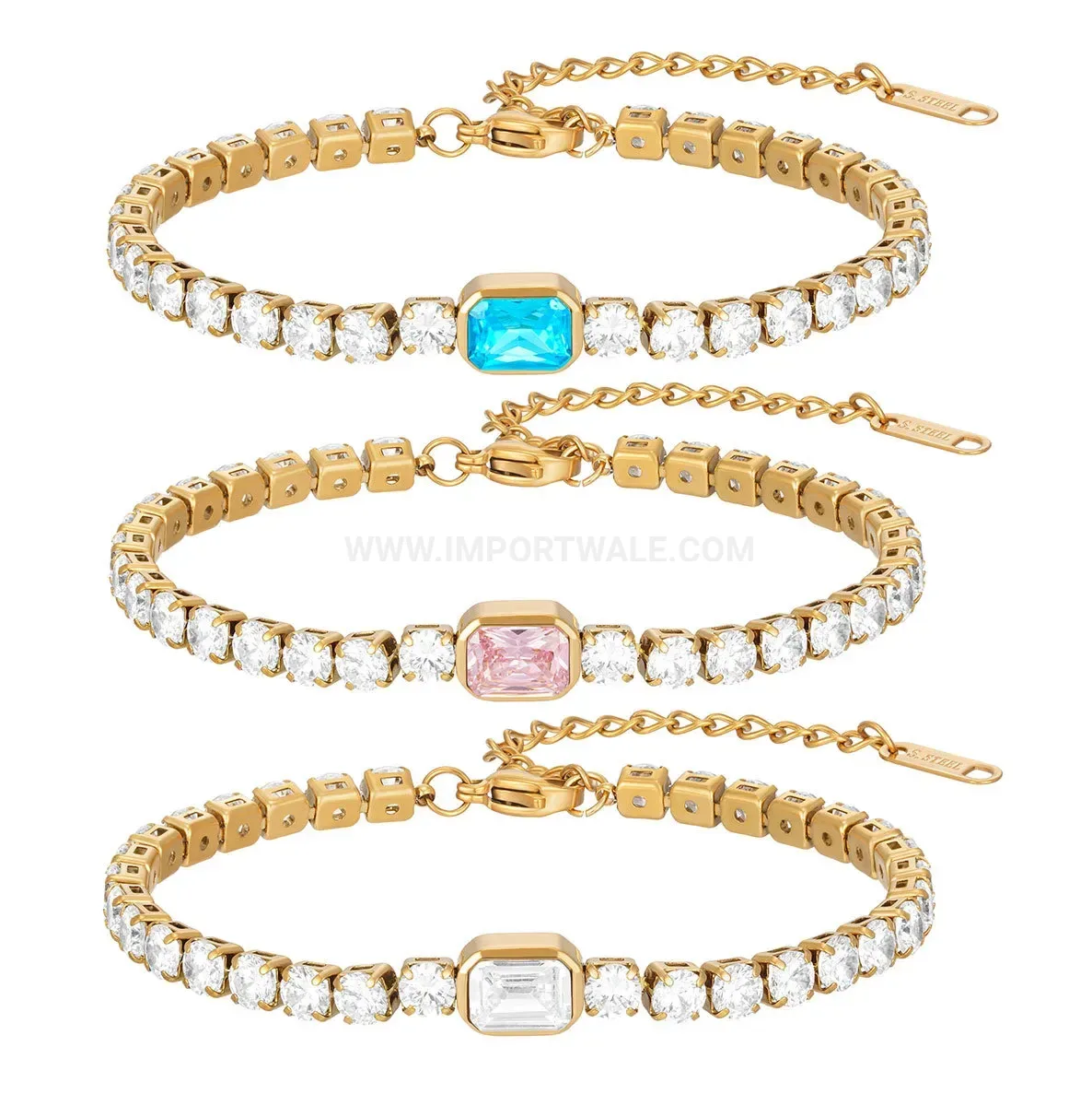 Dainty Stainless Steel Zirconia Tennis Chain Bracelet