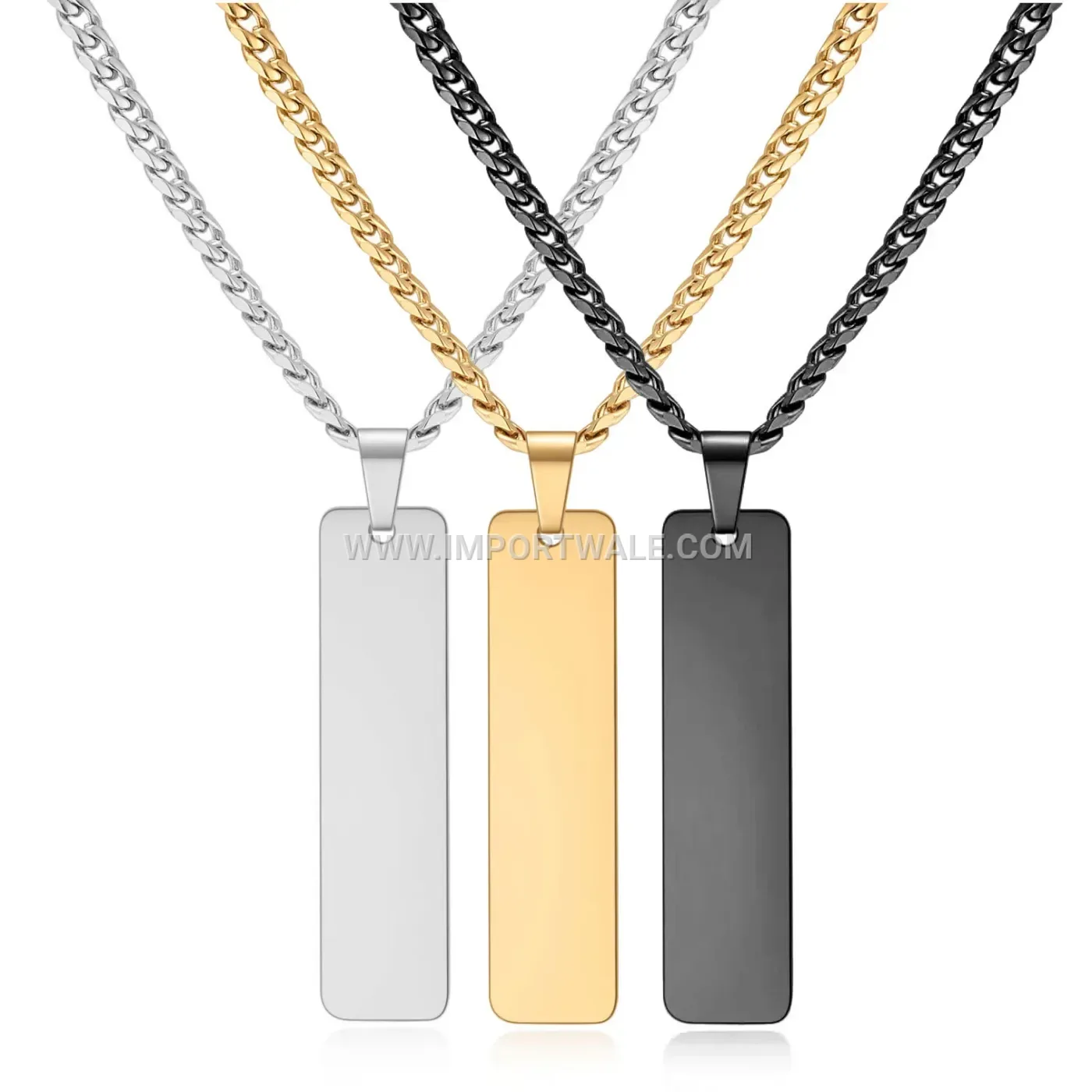 Smooth Geometric Bar Pendant Stainless Steel Unisex Necklace