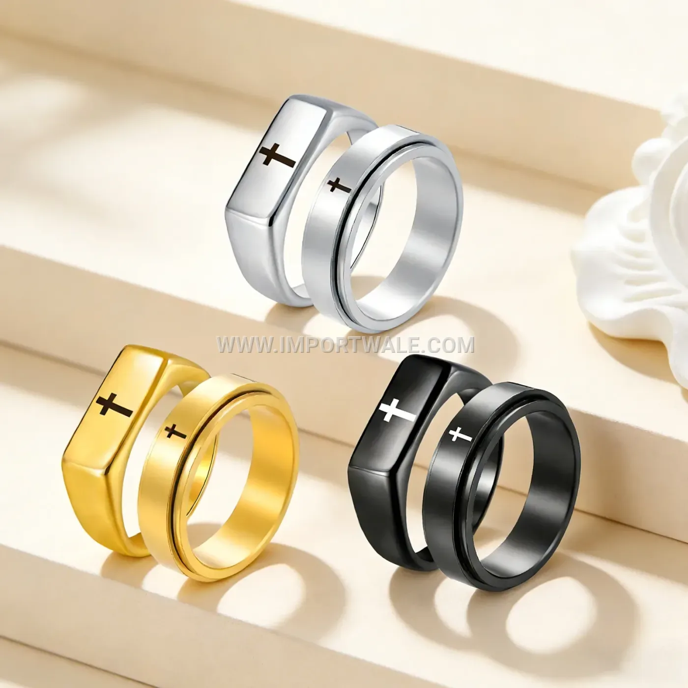Laser Engraved Puppy Motif Stainless Steel Ring
