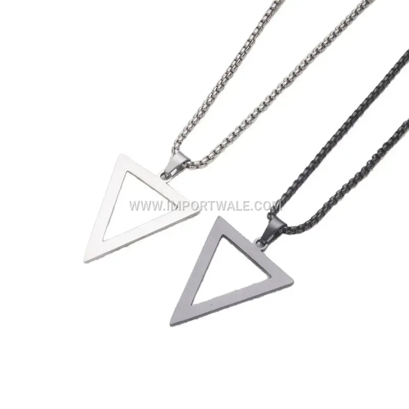 Geometric Triangle Pendant Stainless Steel Men Necklace