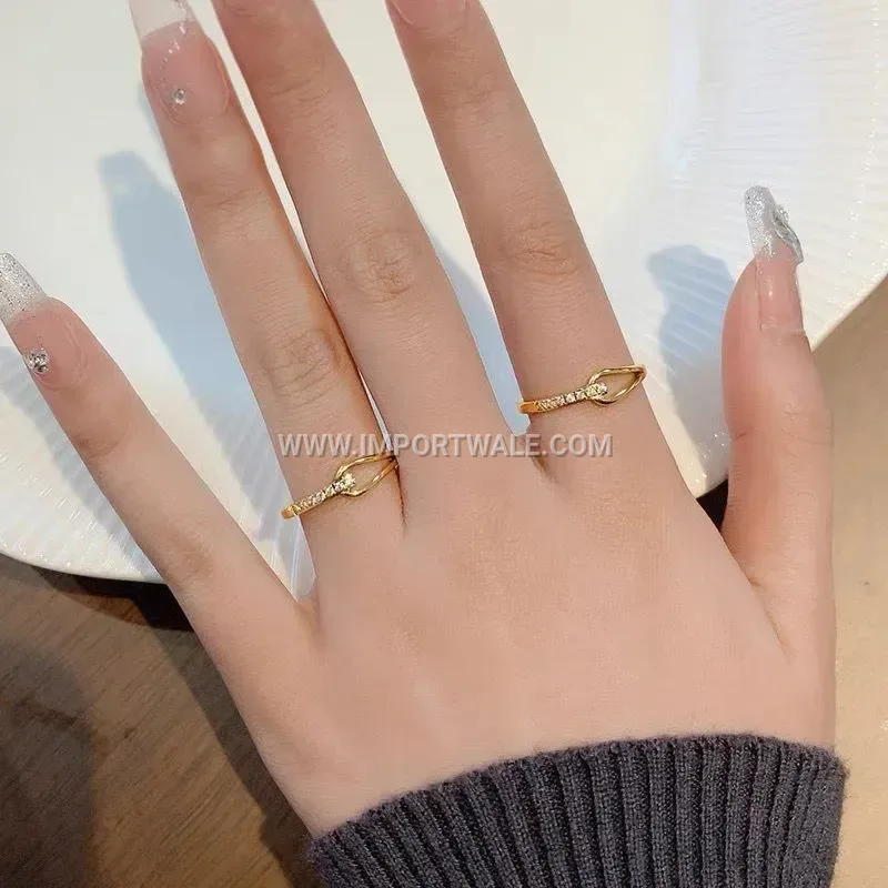 18K Gold Plated Geometric Zircon Stainless Steel Ring