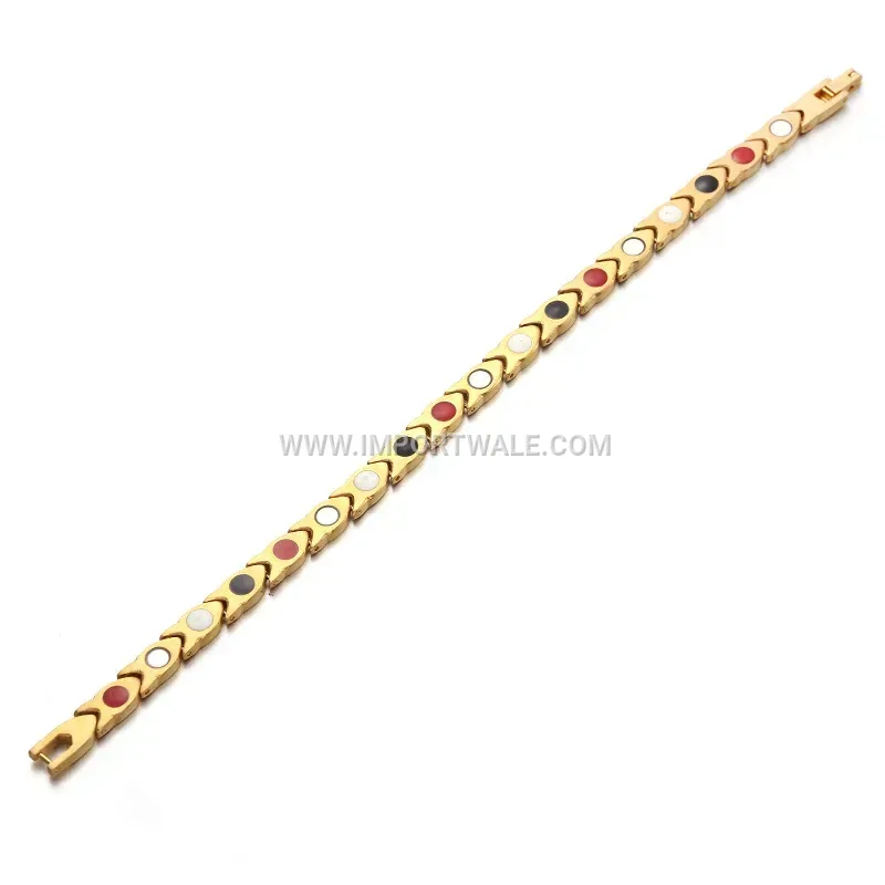 Gold Wheat Ear Magnetic Titanium Steel Health Bracelet