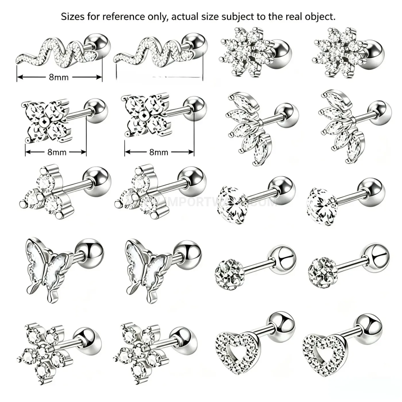 Elegant Stainless Steel Screw Ball Cartilage Piercing Earring Set