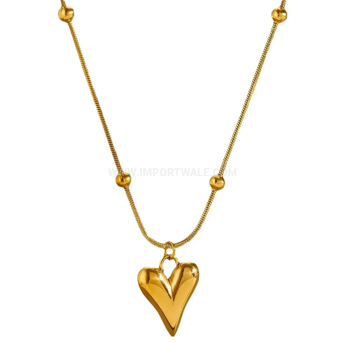 Modern Minimalist Vintage French Style Stainless Steel Heart Pendant Necklace