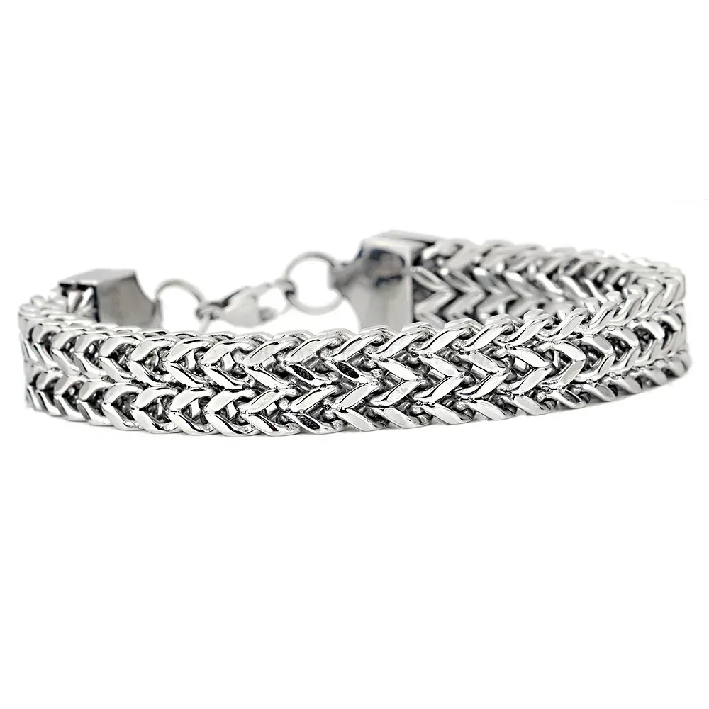 Men's Punk 12mm Stainless Steel Keel Chain Link Bracelet