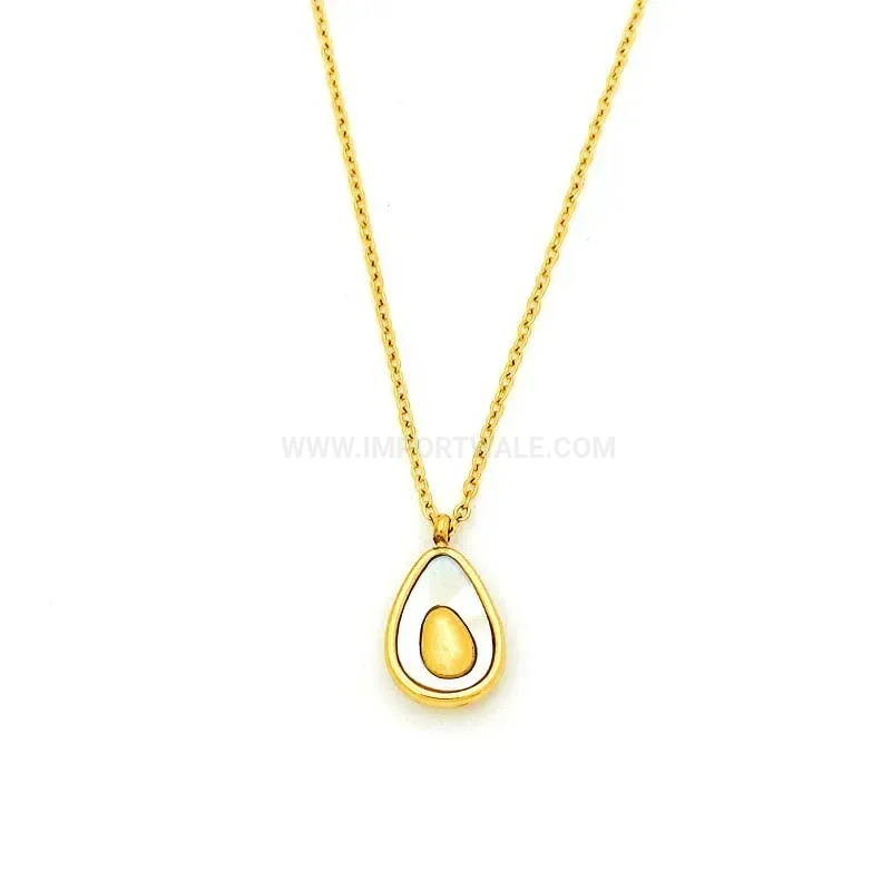 Modern Gold Plated Titanium Steel Avocado Pendant Cross Chain Necklace