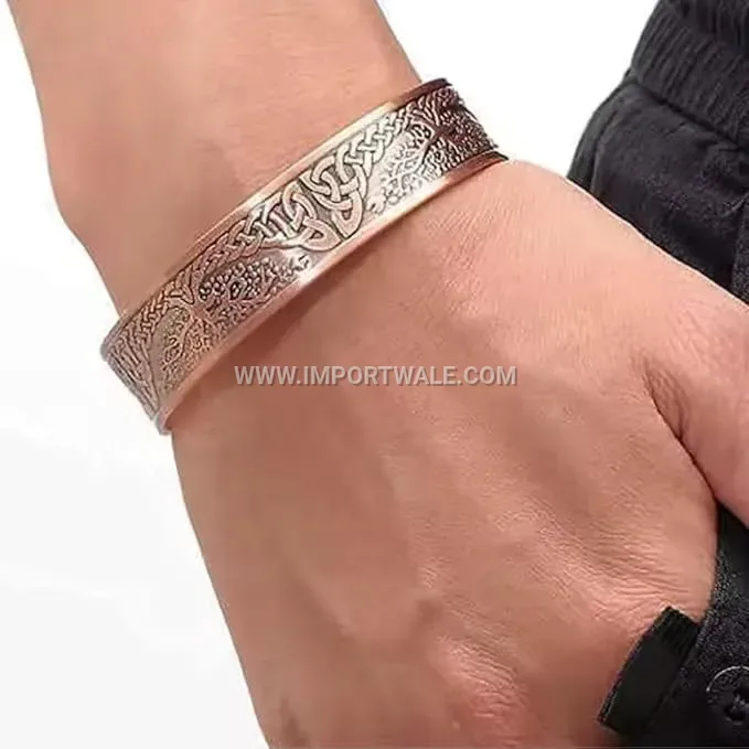 Tree of Life Stamped Copper Magnetic Cuff Bracelet