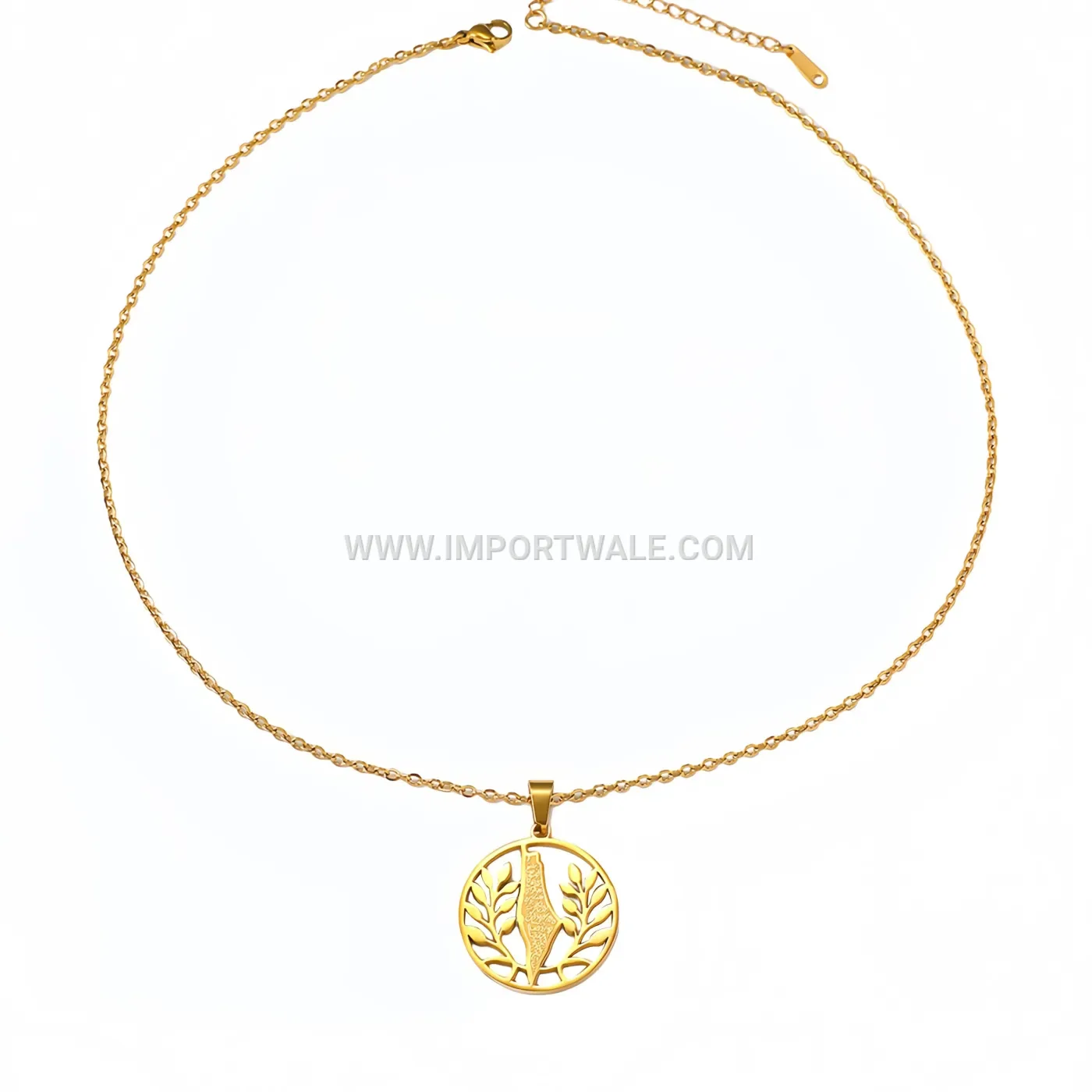 Stainless Steel Tree of Life Palestine Map Islamic Pendant Necklace