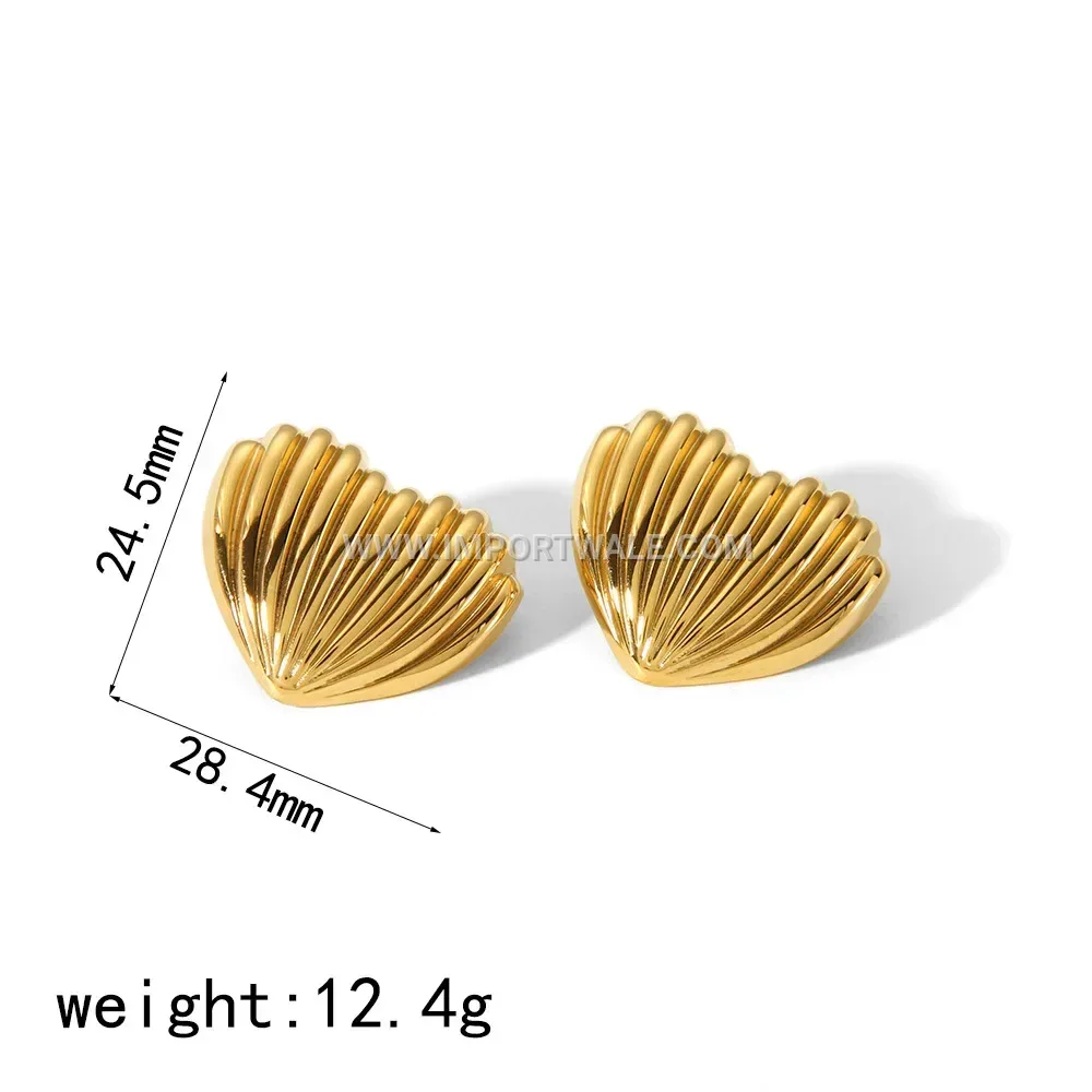 Embossed 18K Gold Plated Titanium Steel Molded Stud Earrings
