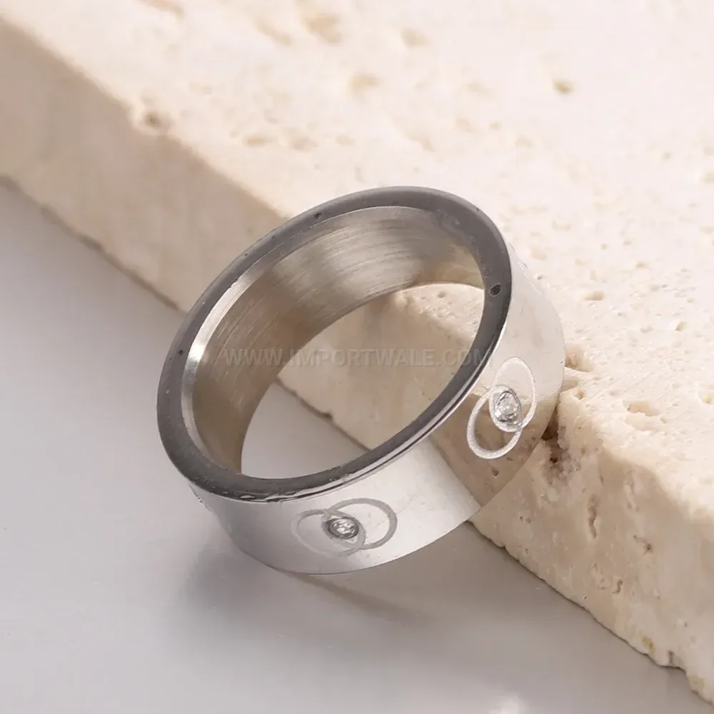 Elegant Double Wrap O-Ring Crystal Stainless Steel Ring