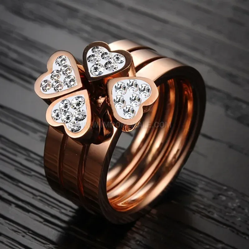 Four-in-One Heart Clover Stainless Steel Stackable Ring Set