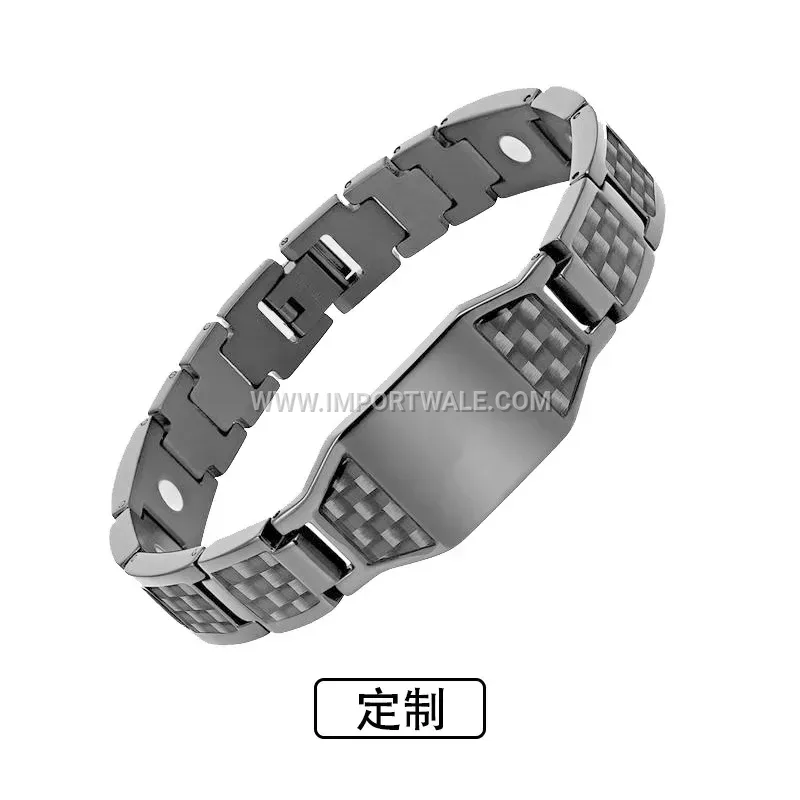 Men's Carbon Fiber Geometric Copper Magnetic Bracelet