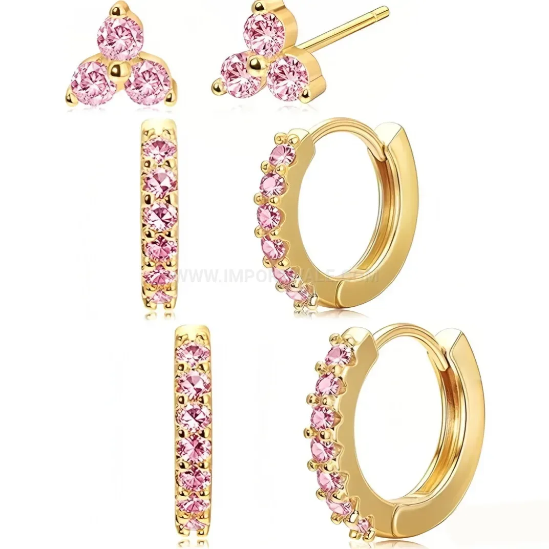 Classic Multicolor Zircon Stainless Steel Cartilage Piercing Hoop Set