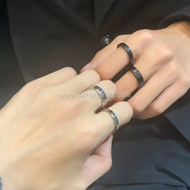 Polished Double Bevel Gold Plated Stainless Steel Ring