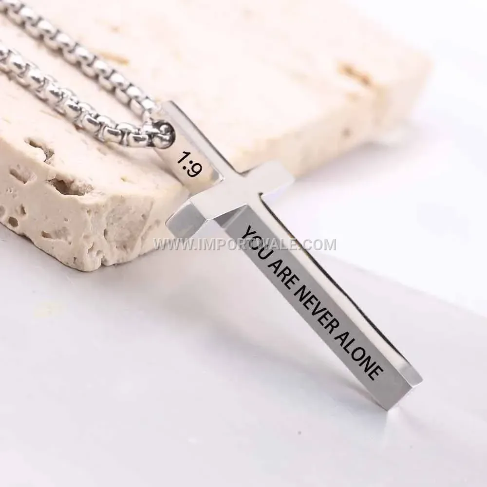 Minimalist Stainless Steel Cross Pendant Necklace
