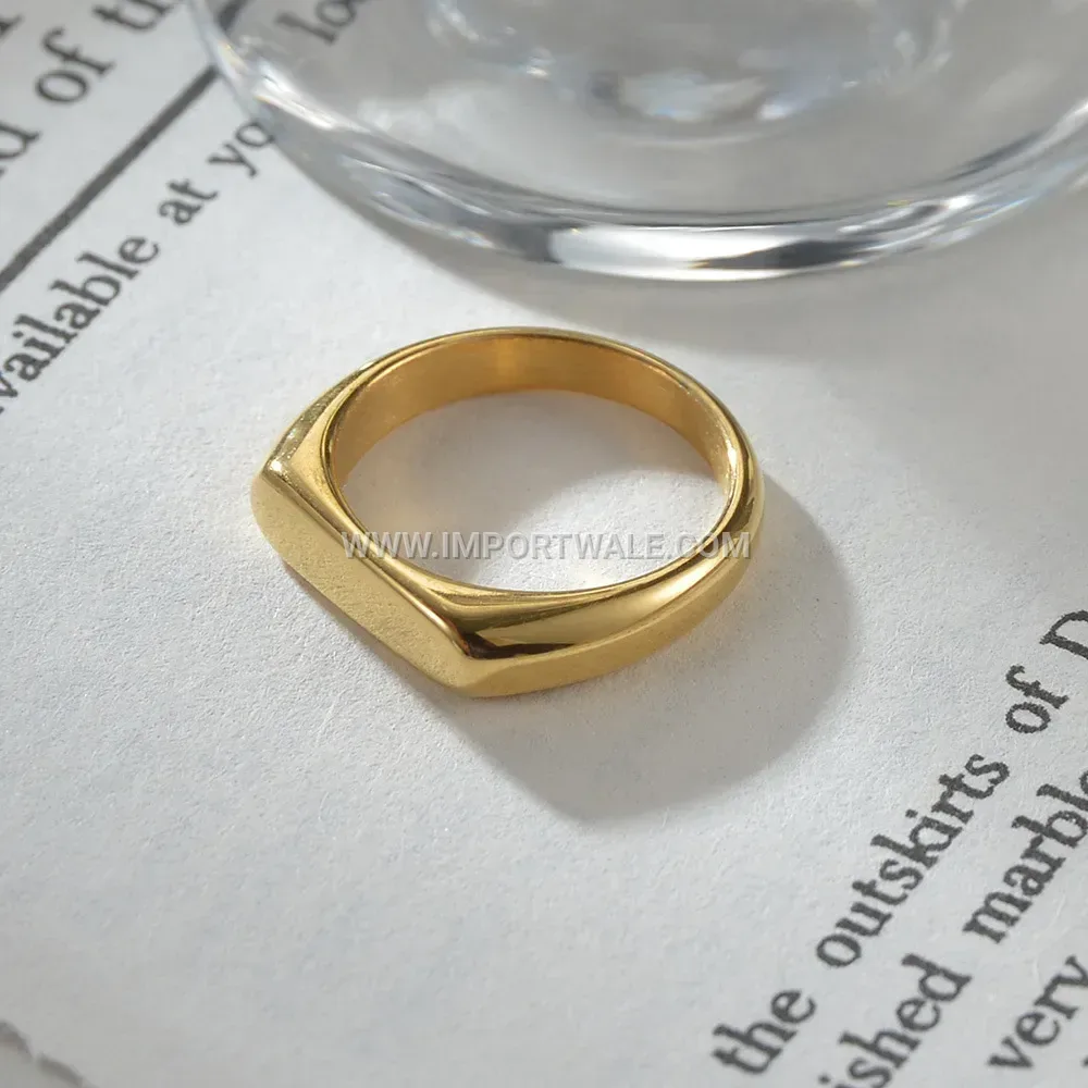Minimalist 4mm Titanium Steel Rectangular Signet Band Ring