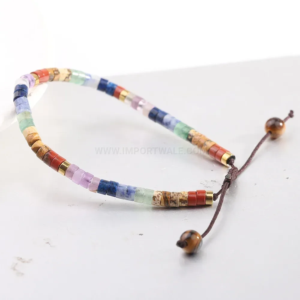 Minimalist Adjustable Natural Crystal Beaded Charm Bracelet