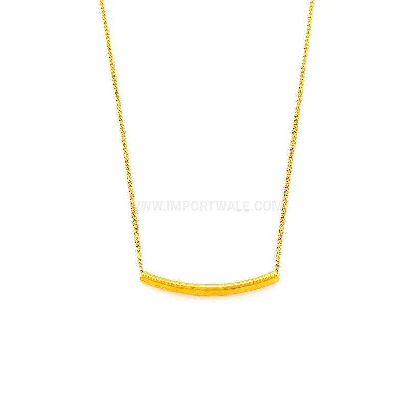 Curved Square Bar Geometric Titanium Steel Pendant Necklace