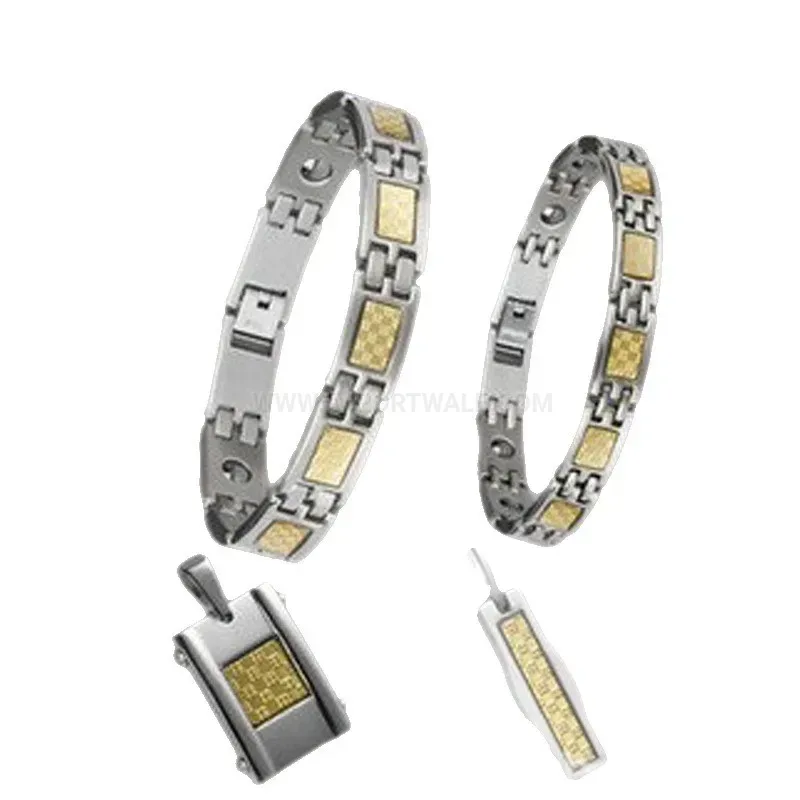 Fashion Pure Titanium Magnetic Bio Couple Bracelet Set with Hematite